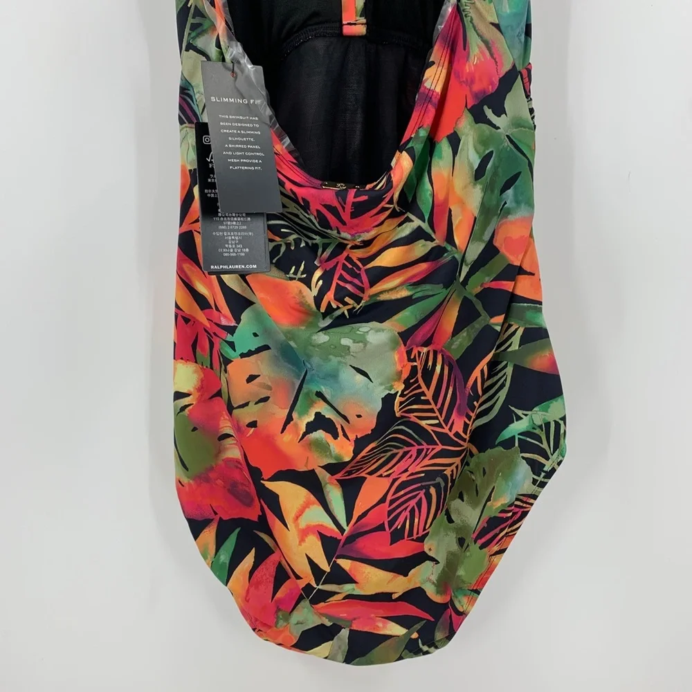 Lauren Ralph Lauren High-Neck Tummy Control One Piece in Midnight Tropic…
